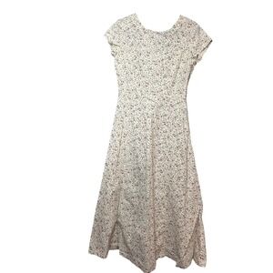 J.G. Hook Vintage 100% Cotton ditsy Floral Midi Dress Cream Size 6 cottagecore